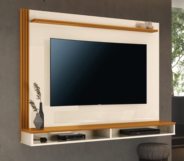 Painel Davos 55″ – Off White/Cedro