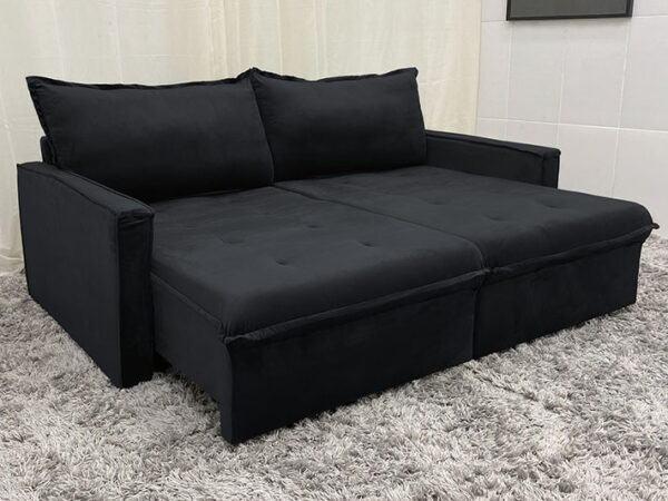 Sofá Cama 2,0 Veludão Preto 504 Mayara