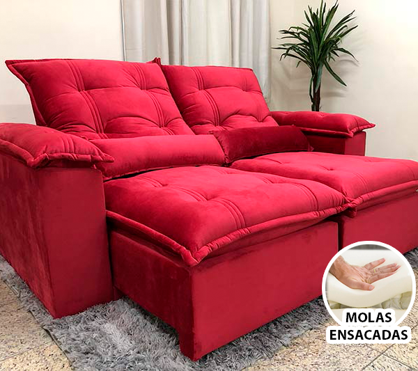 Sofá Retrátil Reclinável 1,80 m Vermelho 327 Maricá