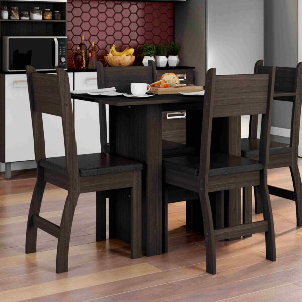 Comp Milano Mesa com 4 Cds Amendoa.Preto Poliman