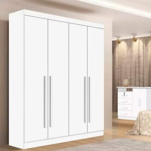 Roupeiro Da Vinci Plus 4 Portas 3 Gavetas Branco 100% MDF Larg. 1.85m D Doro