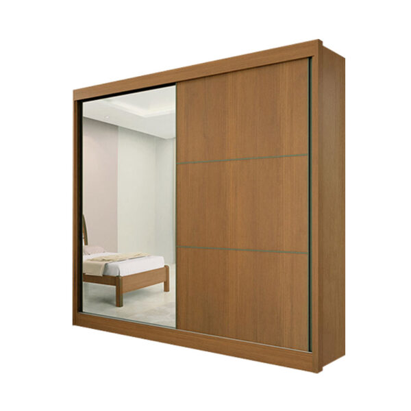 Roupeiro 2 Portas Titanium c/1Espelho 100% MDF Cinamomo/Off Larg. 2.20m DDoro