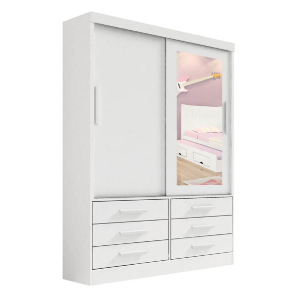 Roupeiro Meridian Plus 2 Portas 6 Gavetas Branco Larg. 1.35m D Doro